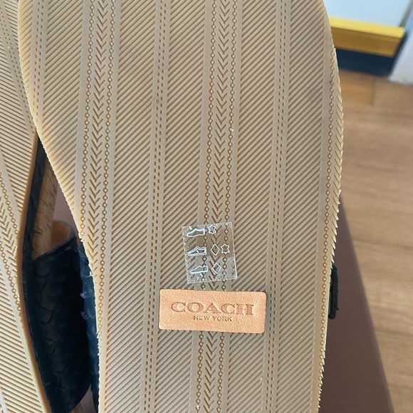 Coach New Women’s Size 9 Sunny Cut Snake Black Leather Cork Sandal Slides NIB - Picture 7 of 14